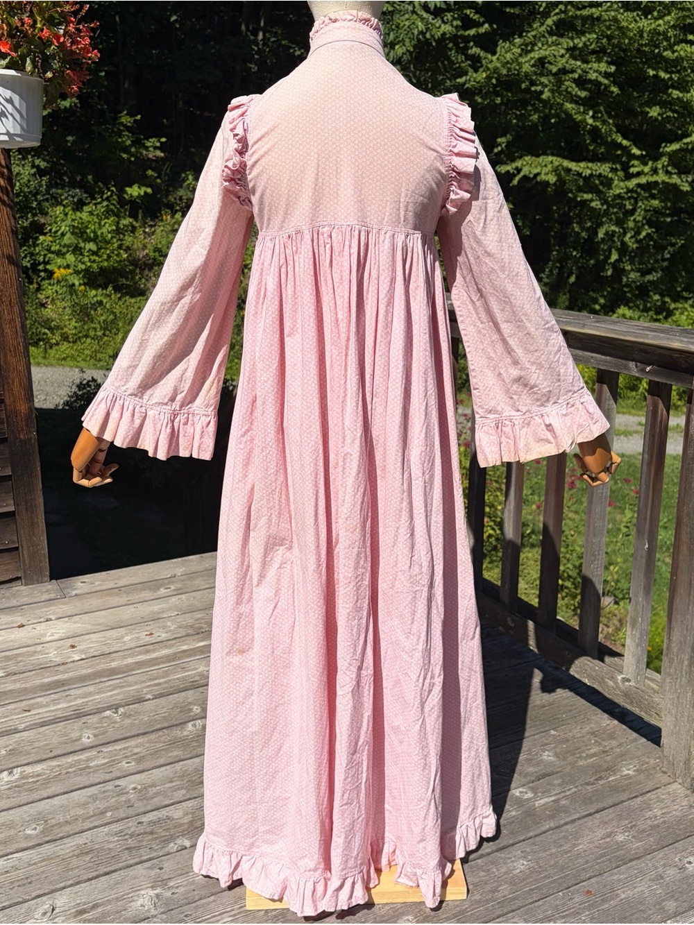 RARE Laura Ashley Vintage 1970s Pink Floral Cotton Ruffle Victorian Maxi Dress - Picture 3 of 16